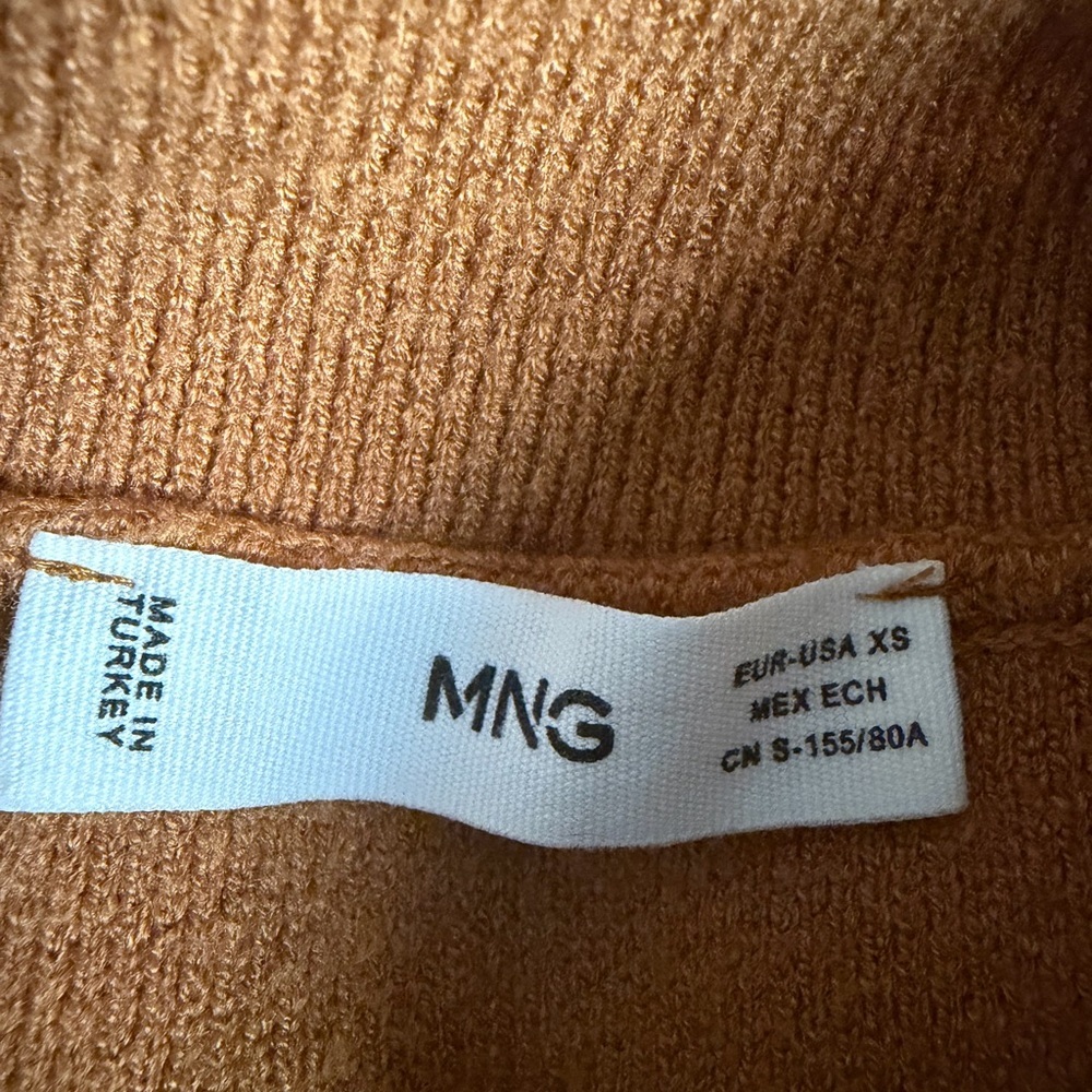 Mango half zip sweater in brown with blue contrast stripes, oversized XS - Picture 7 of 8